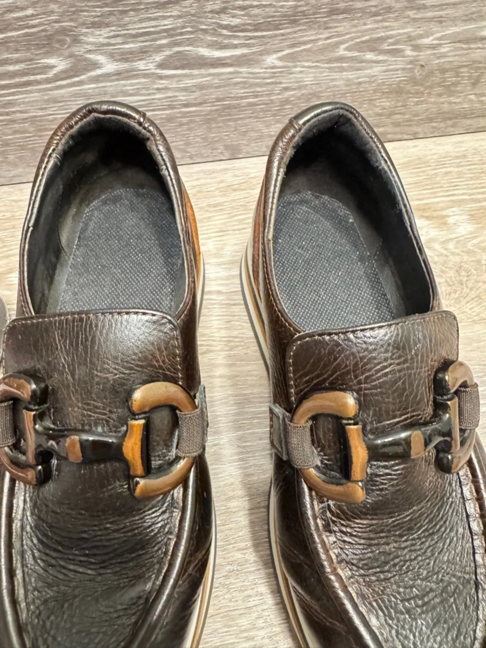 Softwaves Alina Cognac Leather Platform Loafers Sz 36.5 US 6.5